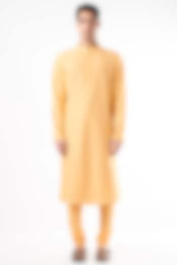 Mango Cotton Silk Resham Embroidered Kurta Set by Abhishek Gupta Men at Pernia's Pop Up Shop