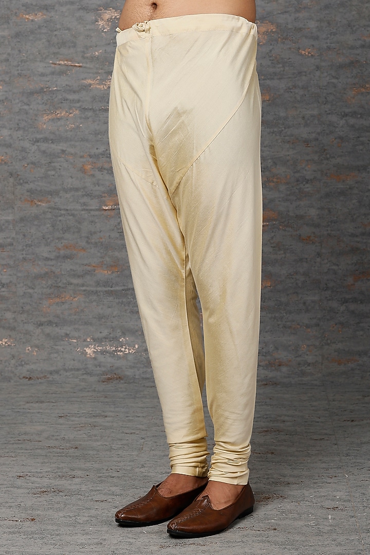 Beige Silk Hand-Painted Bundi Jacket Set by Abhishek Gupta Men at Pernia's Pop Up Shop
