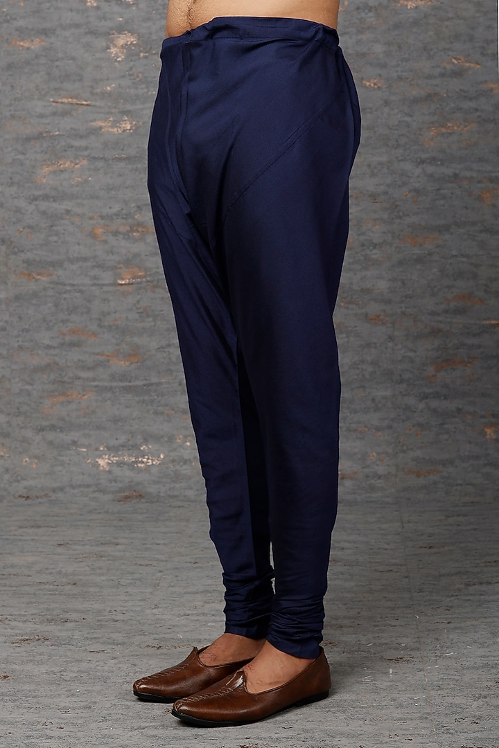 Cobalt Blue Hand-Painted Bundi Jacket With Kurta Set by Abhishek Gupta Men at Pernia's Pop Up Shop