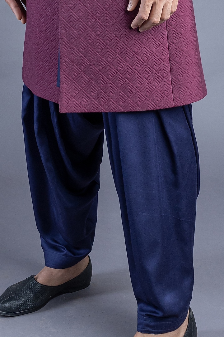 Wine Quilted Jacket Groom Sherwani Set by Abhishek Gupta Men at Pernia's Pop Up Shop