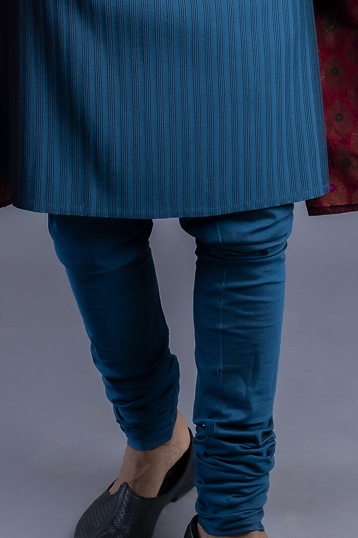 Maroon Thread Embroidered Groom Sherwani Set by Abhishek Gupta Men at Pernia's Pop Up Shop
