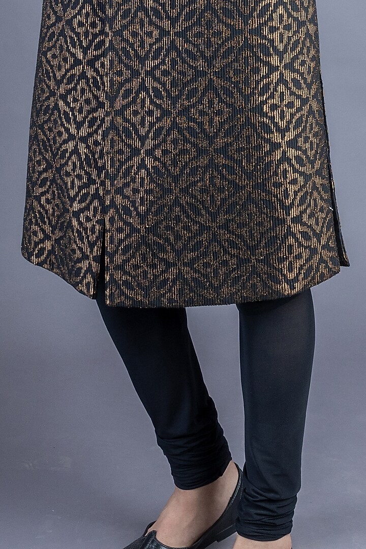Black & Gold Groom Sherwani Set by Abhishek Gupta Men at Pernia's Pop Up Shop