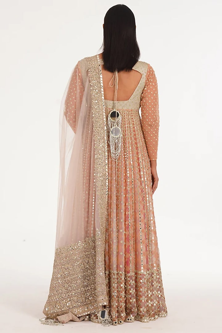 Multi-Colored Organza Dori Thread Embroidered Bridal Anarkali Set by Abhinav Mishra at Pernia's Pop Up Shop