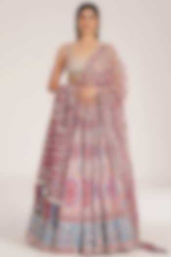 Multi-Colored Chanderi Mirror Embroidered Bridal Lehenga Set by Abhinav Mishra at Pernia's Pop Up Shop