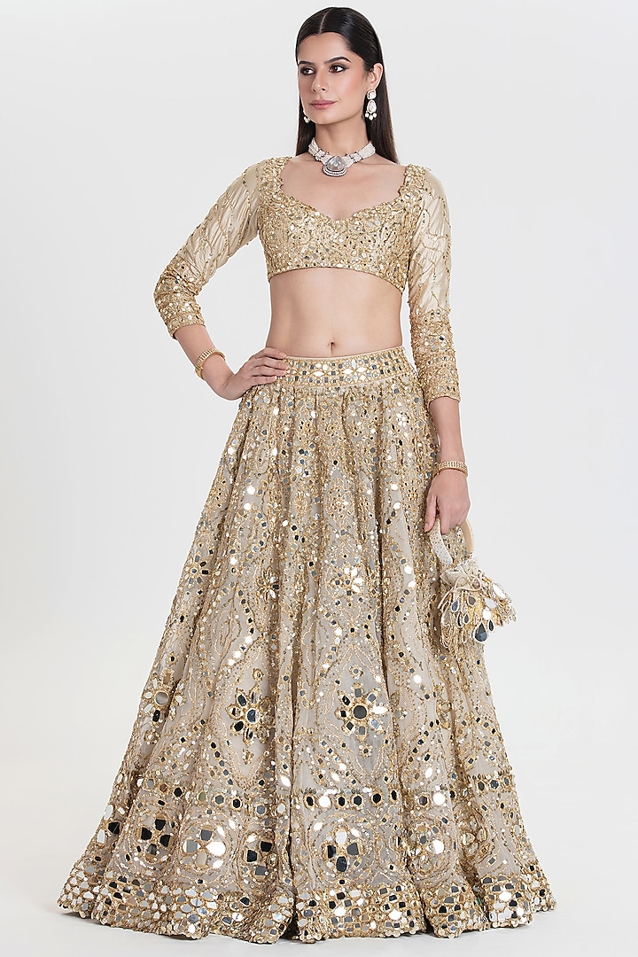 Antique Silver Miror Work Lehenga Set