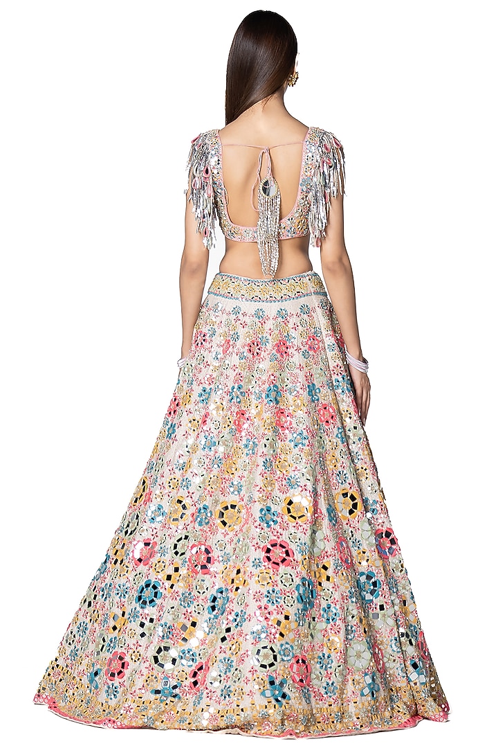 Beige Raw Silk Embroidered Bridal Lehenga Set by Abhinav Mishra at Pernia's Pop Up Shop