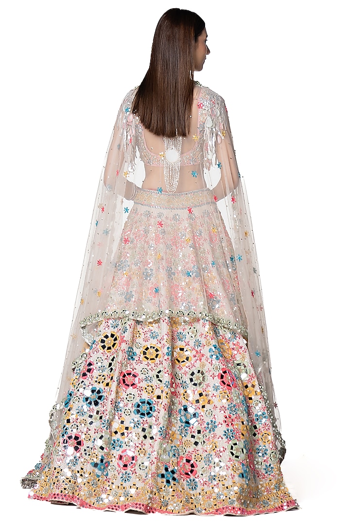 Beige Raw Silk Embroidered Bridal Lehenga Set by Abhinav Mishra at Pernia's Pop Up Shop
