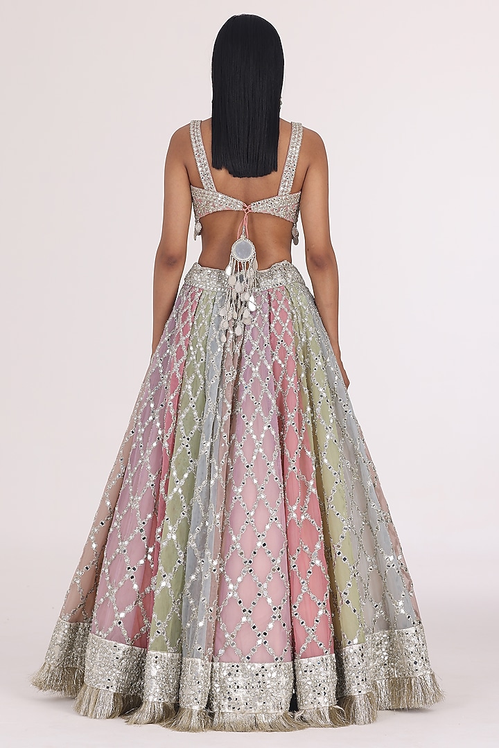 Multi-Colored Net Bridal Lehenga Set by Abhinav Mishra at Pernia's Pop Up Shop