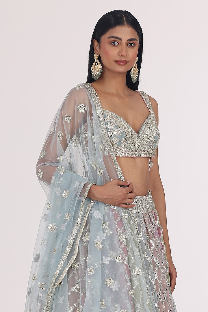 Multi-Colored Net Bridal Lehenga Set by Abhinav Mishra at Pernia's Pop Up Shop