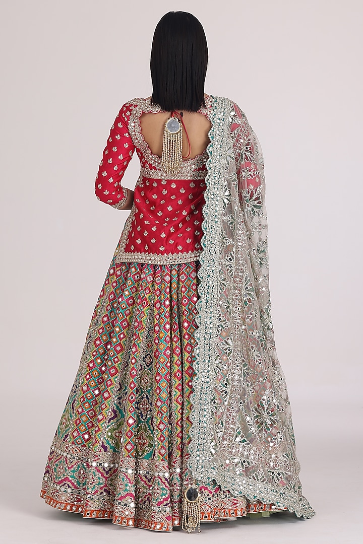 Multi-Colored Chanderi Printed Bridal Lehenga Set by Abhinav Mishra at Pernia's Pop Up Shop