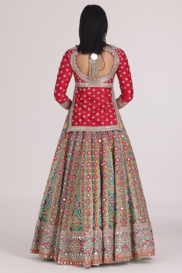 Multi-Colored Chanderi Printed Bridal Lehenga Set by Abhinav Mishra at Pernia's Pop Up Shop