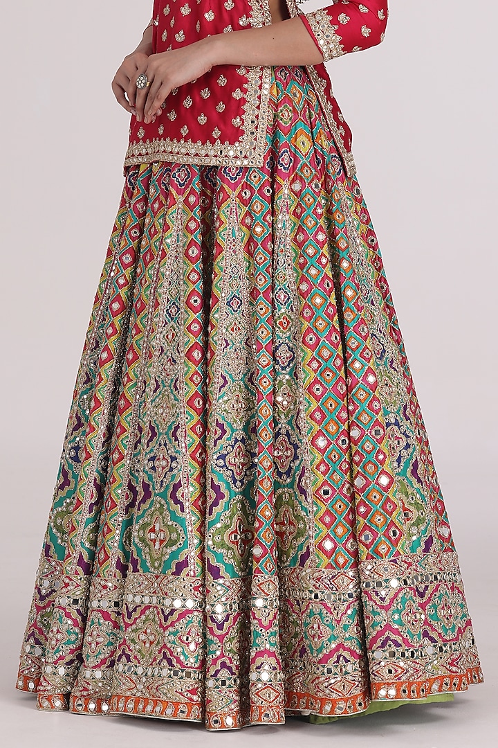 Multi-Colored Chanderi Printed Bridal Lehenga Set by Abhinav Mishra at Pernia's Pop Up Shop