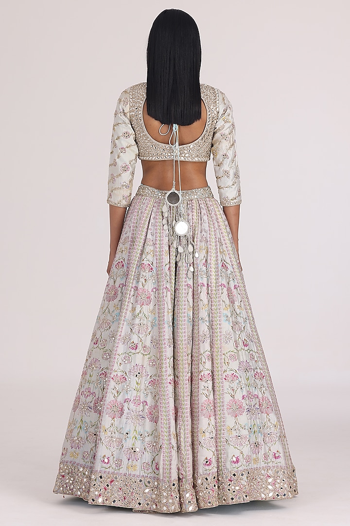 Multi-Colored Chanderi Printed Bridal Lehenga Set by Abhinav Mishra at Pernia's Pop Up Shop