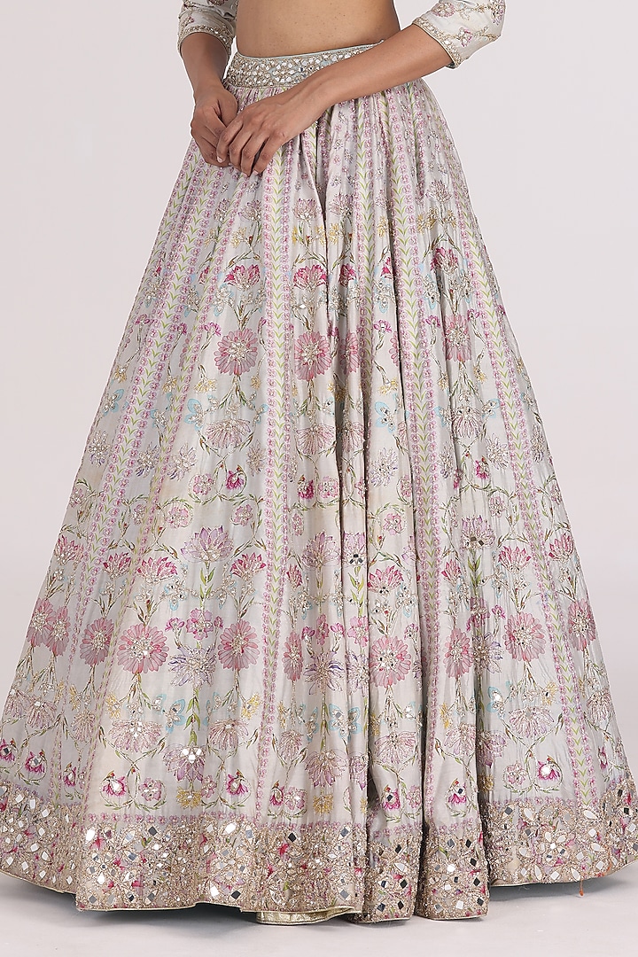 Multi-Colored Chanderi Printed Bridal Lehenga Set by Abhinav Mishra at Pernia's Pop Up Shop