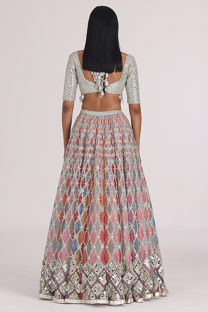 Multi-Colored Net Printed Bridal Lehenga Set by Abhinav Mishra at Pernia's Pop Up Shop