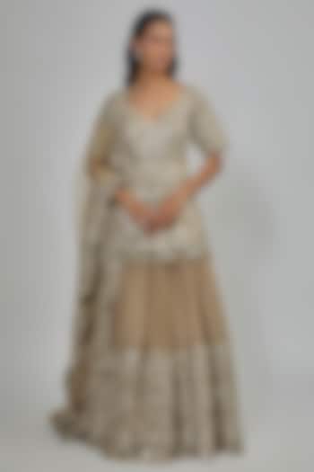 Moon Grey Organza Bridal Lehenga Set by Abhinav Mishra at Pernia's Pop Up Shop