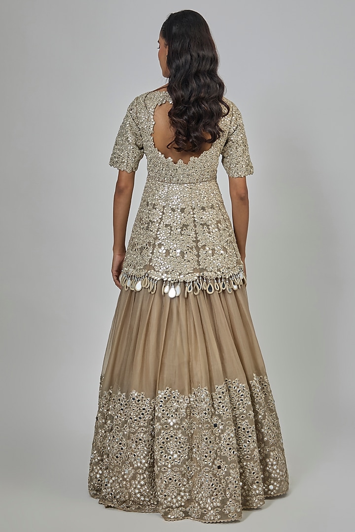 Moon Grey Organza Bridal Lehenga Set by Abhinav Mishra at Pernia's Pop Up Shop