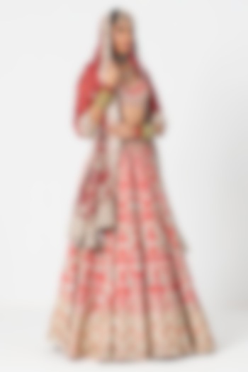 Multi-Colored Silk Mirror & Zari Embroidered Bridal Lehenga Set by Abhinav Mishra at Pernia's Pop Up Shop
