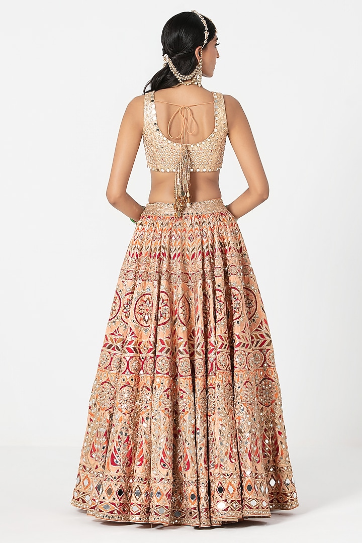 Multi-Colored Silk Mirror & Gota Embroidered Bridal Lehenga Set by Abhinav Mishra at Pernia's Pop Up Shop
