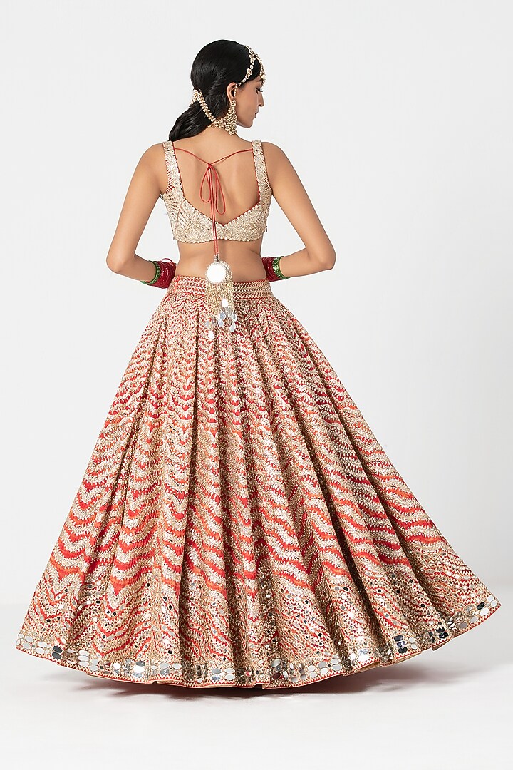 Multi-Colored Silk Sequin & Gota Embroidered Bridal Lehenga Set by Abhinav Mishra at Pernia's Pop Up Shop