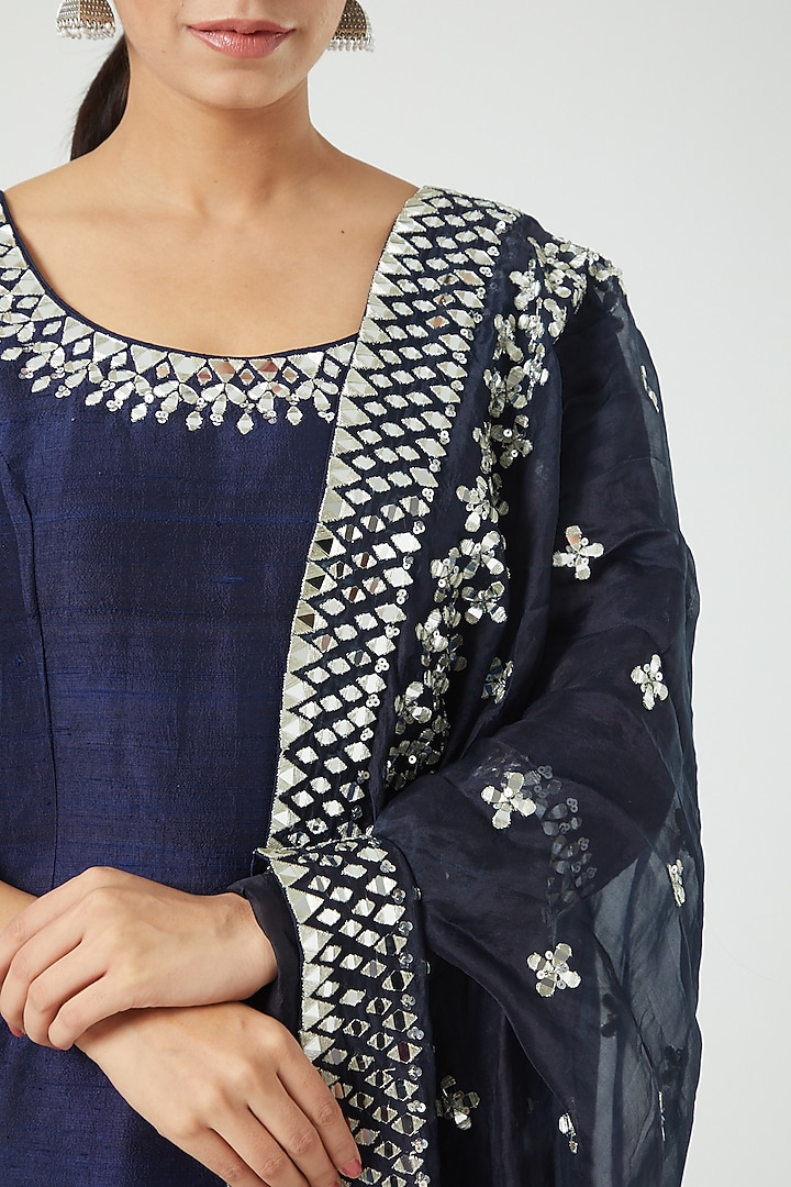 Navy Blue Embroidered Sharara Set by Abhinav Mishra at Pernia's Pop Up ...