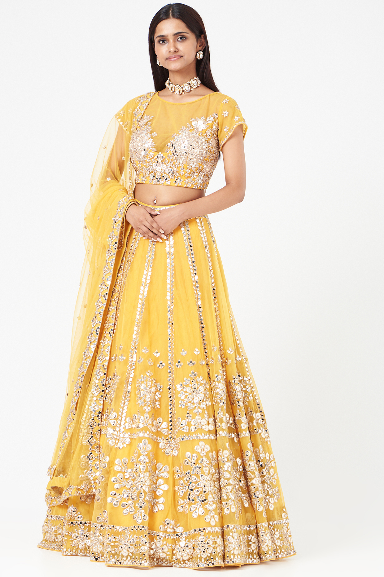 Yellow Embellished Bridal Lehenga Set by Abhinav Mishra at Pernia's Pop Up Shop