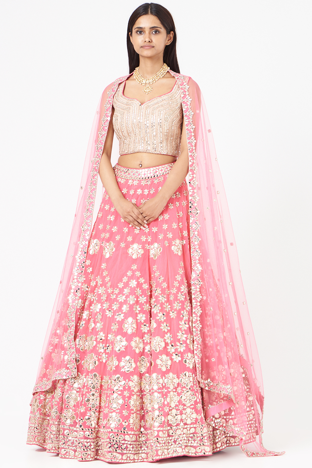 Pink Embellished Bridal Lehenga Set by Abhinav Mishra at Pernia's Pop Up Shop