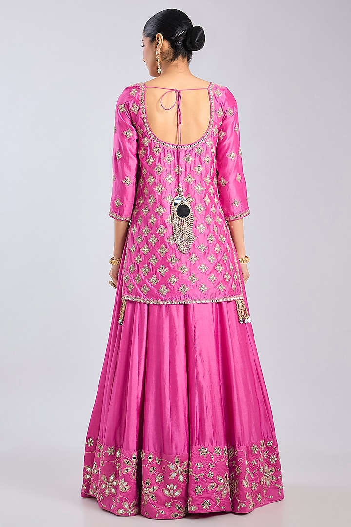 Maharani Pink Chanderi Bridal Sharara Set by Abhinav Mishra at Pernia's Pop Up Shop