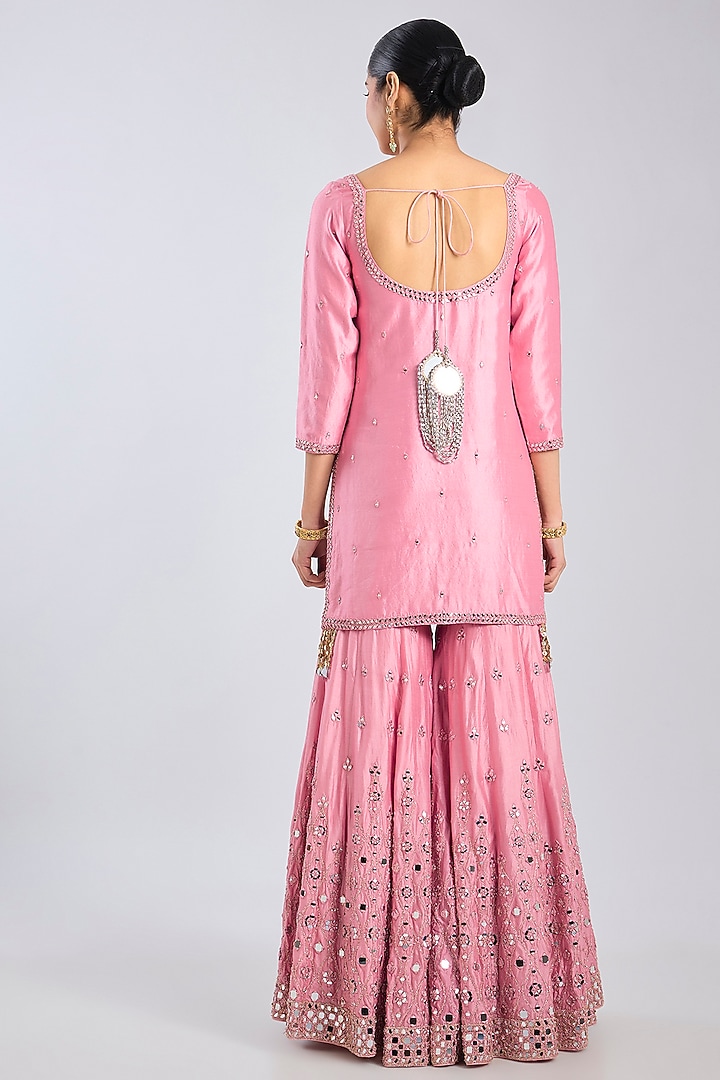 Petal Pink Chanderi Bridal Sharara Set by Abhinav Mishra at Pernia's Pop Up Shop