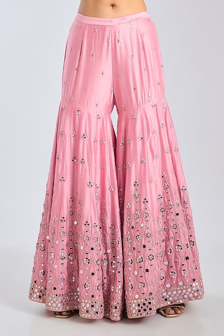 Petal Pink Chanderi Bridal Sharara Set by Abhinav Mishra at Pernia's Pop Up Shop
