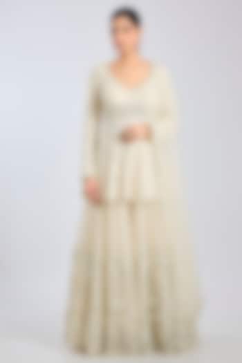 Ivory Net Bridal Sharara Set by Abhinav Mishra at Pernia's Pop Up Shop