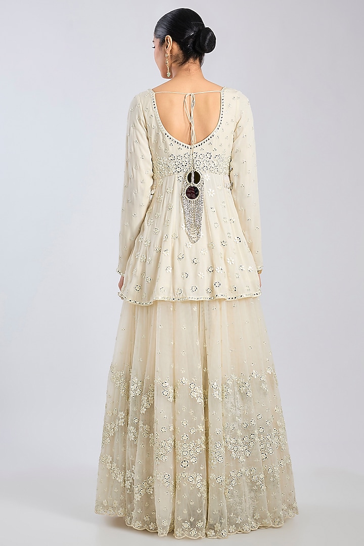 Ivory Net Bridal Sharara Set by Abhinav Mishra at Pernia's Pop Up Shop
