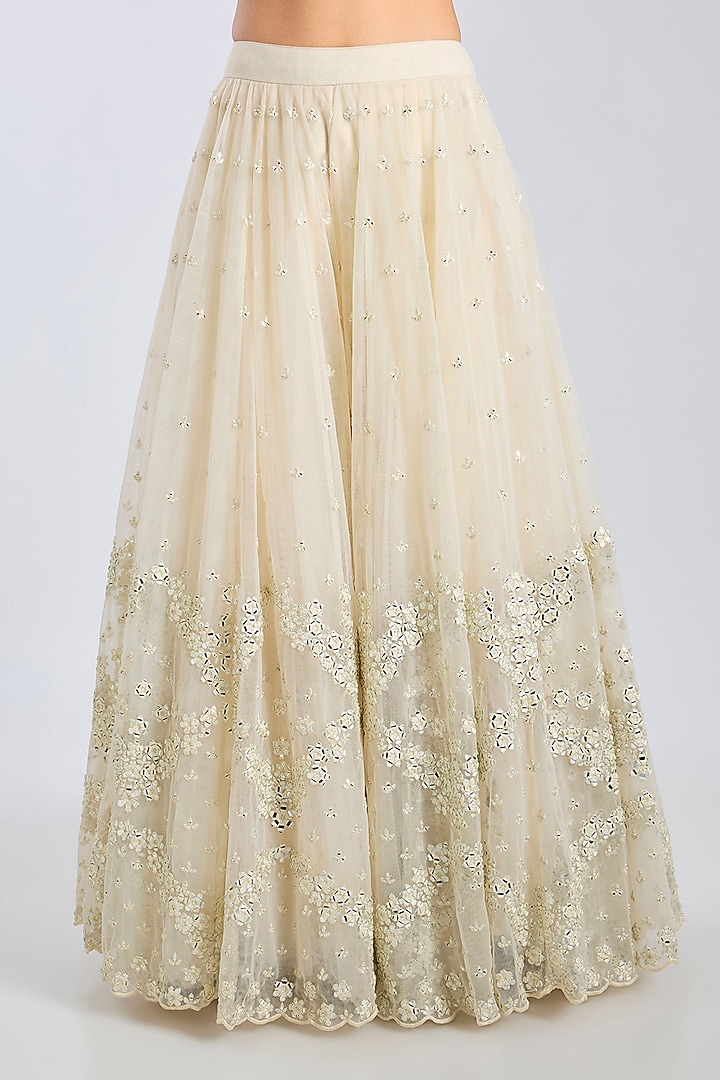 Ivory Net Bridal Sharara Set by Abhinav Mishra at Pernia's Pop Up Shop