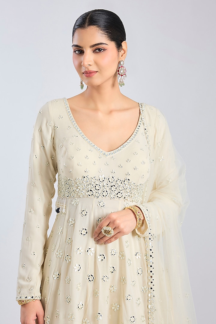 Ivory Net Bridal Sharara Set by Abhinav Mishra at Pernia's Pop Up Shop