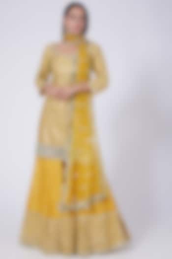 Yellow Sequins Embellished Sharara Set by Abhinav Mishra