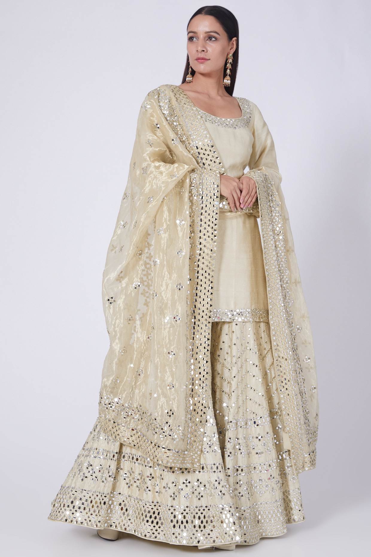 gold sharara set