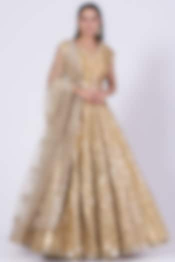 Gold Embellished Bridal Lehenga Set by Abhinav Mishra at Pernia's Pop Up Shop