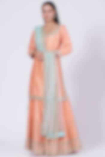 Peach Embellished Bridal Sharara Set by Abhinav Mishra at Pernia's Pop Up Shop