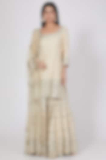 Gold Mirror Embroidered Sharara Set by Abhinav Mishra at Pernia's Pop Up Shop