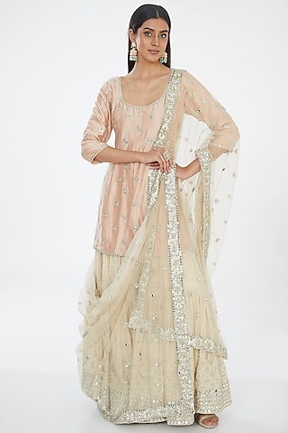 Sleeveless Stitched Girls Peach Color Cotton Sharara Suit, Machine wash,  Size: Medium at Rs 725/piece in New Delhi