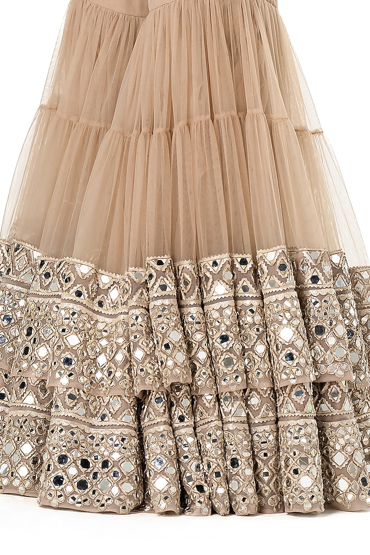 Beige Net Embroidered Bridal Sharara Set by Abhinav Mishra at Pernia's Pop Up Shop