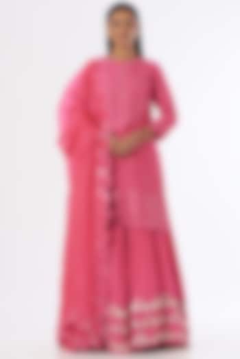 Fuchsia Pink Embellished Sharara Set by Abhinav Mishra