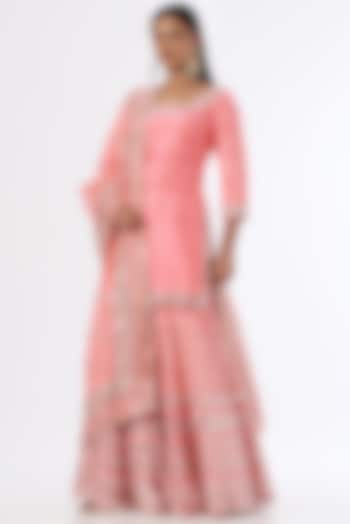 Pink Embellished Sharara Set by Abhinav Mishra
