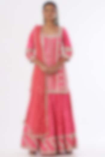 Fuchsia Pink Sharara Set With Embellishments by Abhinav Mishra