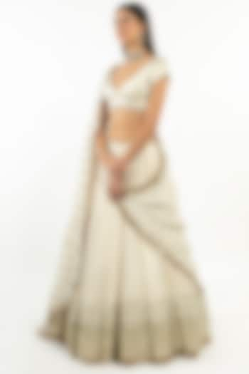 Ivory Resham Embroidered Bridal Lehenga Set by Abhinav Mishra at Pernia's Pop Up Shop