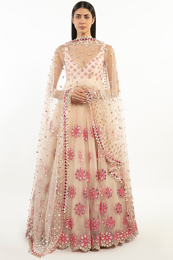 Blush Embroidered Bridal Anarkali Set by Abhinav Mishra at Pernia's Pop Up Shop