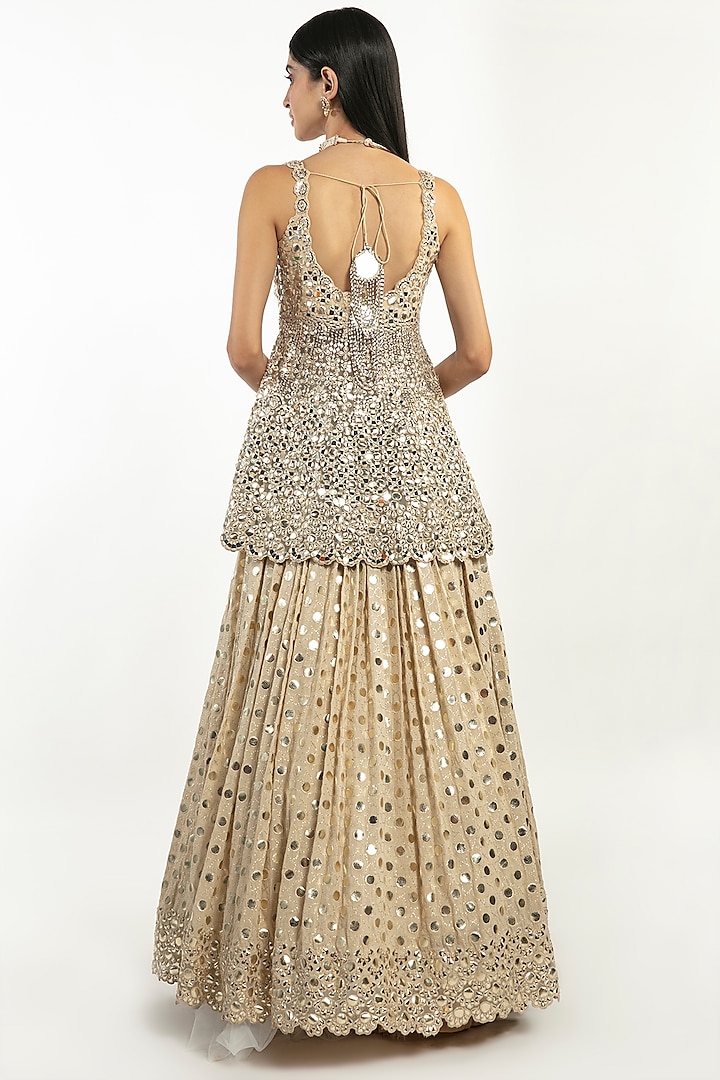 Beige Embroidered Skirt Set by Abhinav Mishra at Pernia's Pop Up Shop