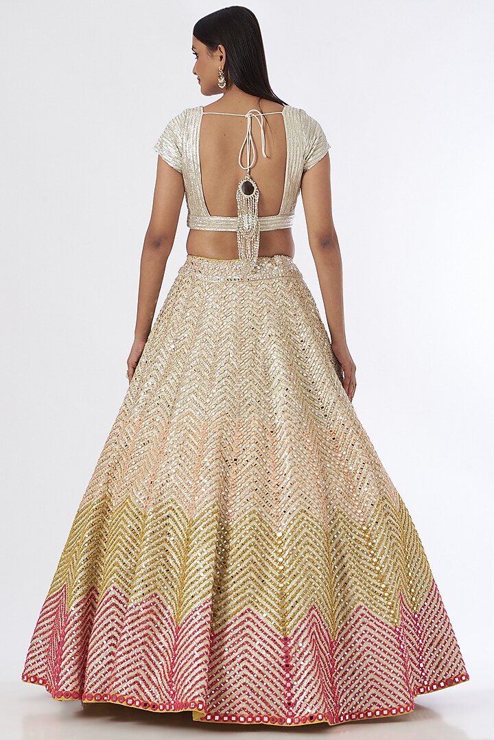 Multi-Colored Silk Embroidered Bridal Lehenga Set by Abhinav Mishra at Pernia's Pop Up Shop
