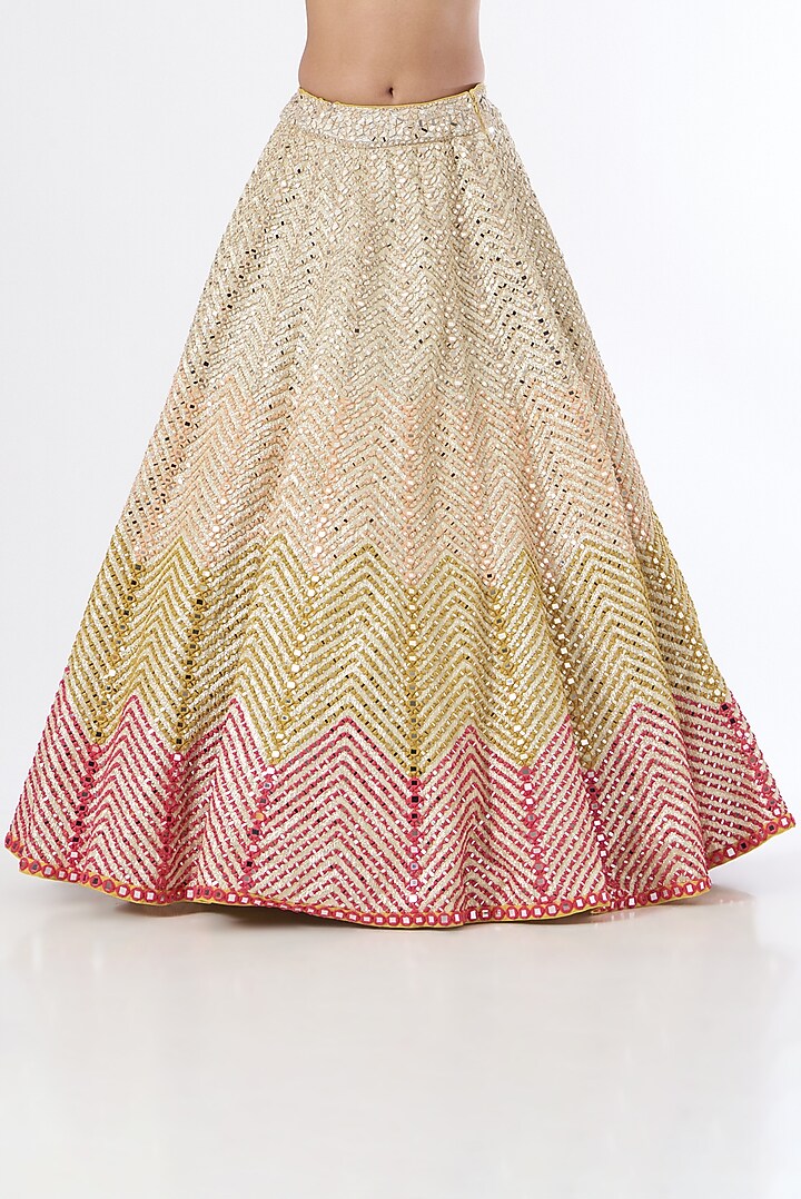 Multi-Colored Silk Embroidered Bridal Lehenga Set by Abhinav Mishra at Pernia's Pop Up Shop