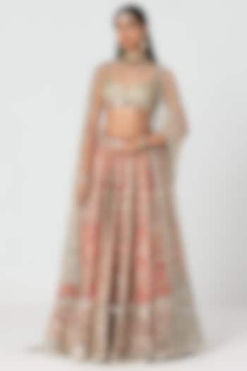 Multi-Colored Silk Gota Embroidered Bridal Bridal Lehenga Set by Abhinav Mishra at Pernia's Pop Up Shop